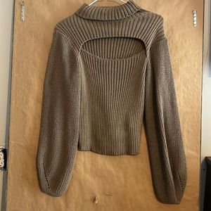 Turtleneck Cut Out Eyelet Detail Sweater